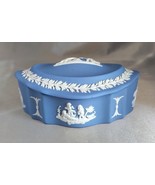 Vintage WEDGWOOD Jasperware Blue Ivory Cherubs Pegasus Oval Trinket Box,... - $17.64