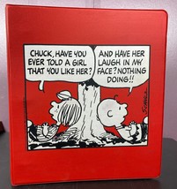 Vintage Peanuts Charlie Brown peppermint patty  3 Ring Binder Red Comic Snoopy - £15.86 GBP
