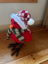 Ganz Red Plush Cute Stuffed Cardinal Bird in Knit Hat &amp; Scarf Christmas ... - $11.29