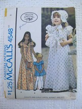 Vintage McCalls 4548 Pattern Laura Ashley Child&#39;s Dress 6 Bonnet Bag Empire 1975 - £8.02 GBP