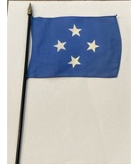 New Micronesia Mini Desk Flag - Black Wood Stick Gold Top 4” X 6” - $5.00