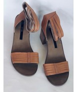 Kensie Leather Sandals (Heidi), Med Stacked Heels, Strappy Ankle Cuffs, ... - $43.09