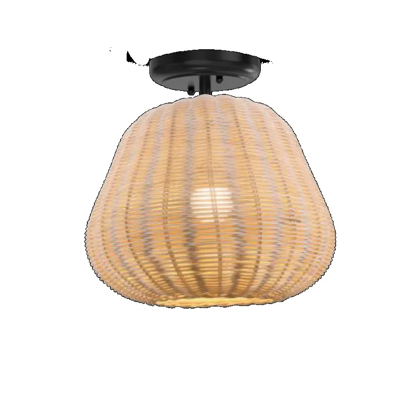 Oft white nature woven semi flushmount ceiling light medium base dimmable bulb included thumb200