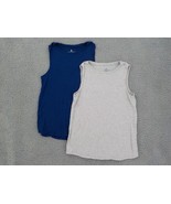 JANE AND BLEECKER 2 PK LOUNGE TANK TOP WOMENS SZ S (4-6) NAVY BEIGE HI-L... - $7.99