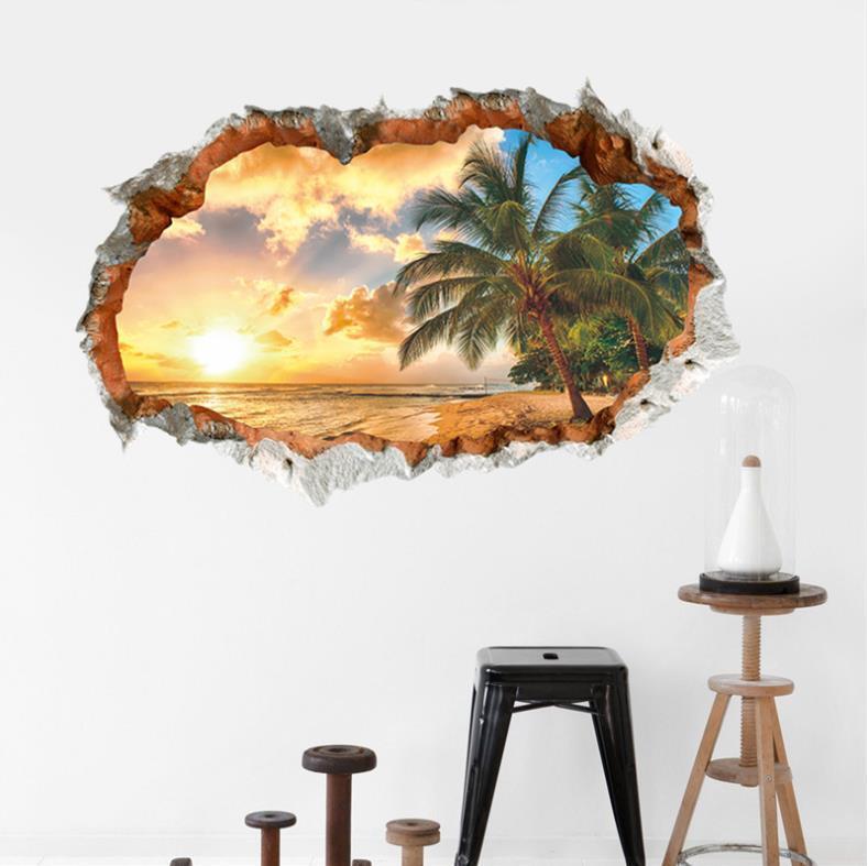 3D Removable Beach  Palm Tree Decal Wall Stickers - $20.65
