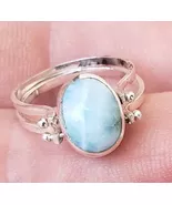 Flip 2in1 LARIMAR-AMBER gemstones 925 sterling silver reversible ring  (... - $55.03 CAD