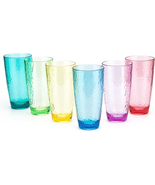 Hammered 26-Ounce Plastic Tumbler Acrylic Glasses, Set of 6 Multicolor - £27.88 GBP