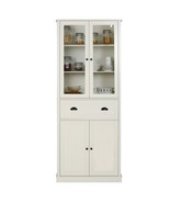 White Wooden Kitchen Pantry Storage Cabinet Laundry Organizer Utility Gl... - £383.03 GBP