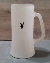 Vintage White Frosted Playboy Beer Mug Glass Black Logo 6.5&#39;&#39; Barware Ha... - $16.70