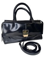 Hugo Boss Black Box Leather Satchel Purse Tote Long Shoulder Strap Bag M... - $242.55