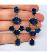Quartz Earrings Sterling Silver Chandelier Drop Earrings Gold Plated Fes... - $277.49