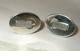 jc76 Unique Vintage Retro Silver Tone Oval Bar Cufflinks Cuff Links - £7.90 GBP