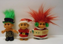CHRISTMAS TROLL DOLL Toy lot of 3 Santa Christmas Caroler + Other - $32.95