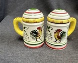 Vintage Ucagco Early Provincial Rooster &amp; Rose Salt &amp; Peppers Shakers - £6.18 GBP