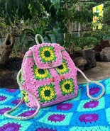 Crochet bag, Boho bag, Colorful bag, summer bag, backpack handmade (bag 11) - €64,72 EUR