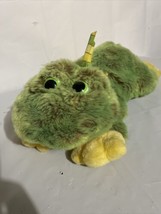 Dan Dee Plush Frog Green w Yellow-brown Undertone Stuffed Animal Crazy Eyes. Bow - £22.60 GBP