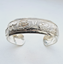 WILSON TSOSIE NAVAJO 925 STERLING SILVER STORYTELLER CUFF BRACELET 38g - $391.05