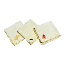 Lot of 3 Baby Receiving Blankets Clown Bear Stars Vintage Yellow 36x34.5... - $26.17