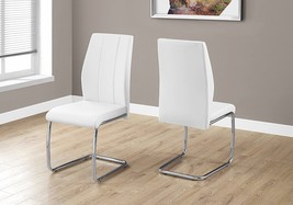 Monarch Specialties 2 Piece Dining Chair-2Pcs/ 39&quot; H/White Leather-Look/Chrome, - £149.47 GBP