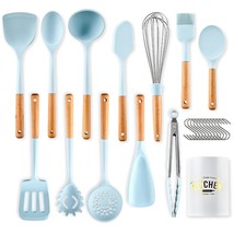 Kitchen Cooking Utensils Set, 13 Piece Wooden Handle Silicone Cookware Set With  - £49.01 GBP