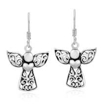 Guardian Angel of Love Sterling Silver Dangle Earrings - £13.25 GBP