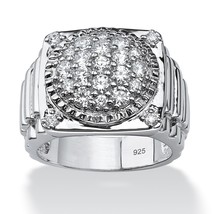 PalmBeach Jewelry Men&#39;s 1.63 TCW CZ Ring in Platinum-plated Sterling Silver - £66.54 GBP