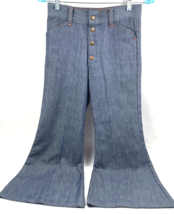 Vintage Sears Denim Jeans High Waist Snap Front Bell Bottoms Flare 14 Slim 1970s - £67.86 GBP