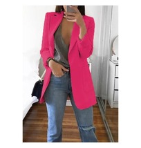 Fashion Casual Suit Polo Neck Slim Fit Cardigan Temperament Coat, Rose Red - £15.62 GBP