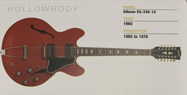 1965 Gibson ES-335-12 Hollow Body Guitar Fridge Magnet 5.25&quot;x2.75&quot; NEW - £3.05 GBP