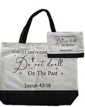 Christian Canvas Tote Bag w/Handle &amp; Makeup Bag w/Zip Closure ~ Bible Ve... - $25.00