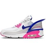 Nike Air Max 90 Flyease Running Shoes White/Pink/Blue Big Kids 5y Women 6.5 - $137.41 CAD