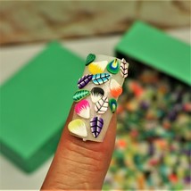 FIMO LEAVES FEATHERS Mix Nail Charms NAIL DECALS STICKERS 1000 Pcs In Gi... - £8.64 GBP