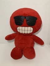 Nanco red black glitter sunglasses smiley face guy plush smiling stuffed toy - £4.74 GBP