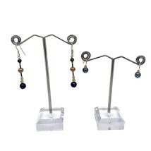 2 Sets of Vintage Pierced Dangle Earrings Gold Plated Colored Pearls - £33.23 GBP