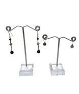 2 Sets of Vintage Pierced Dangle Earrings Gold Plated Colored Pearls - £31.24 GBP