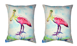 Pair of Betsy Drake Betsy’s Pink Spoonbill No Cord Pillows 16 Inch X 20 Inch - £62.53 GBP