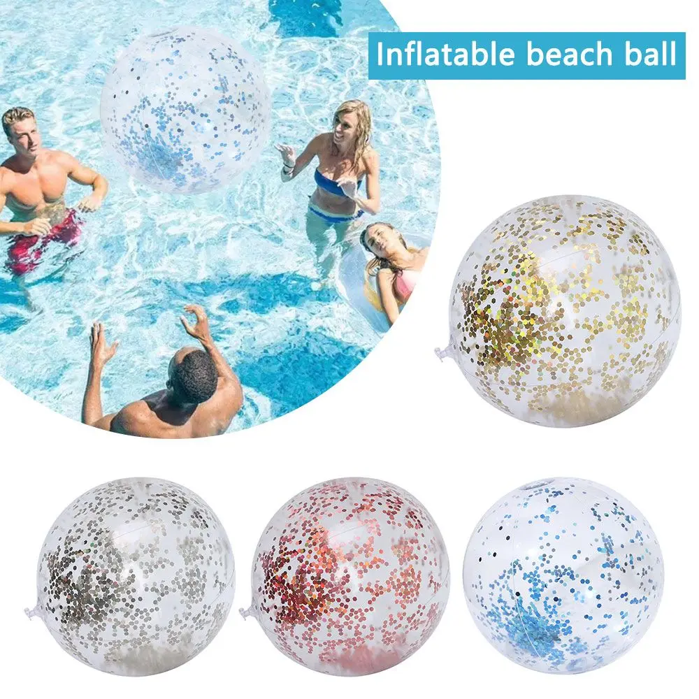 40cm Inflatable Glitter Beach Ball Summer Water Ball Sequin Beach Balls Swimming - £8.05 GBP+