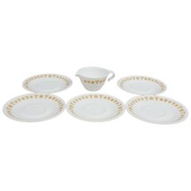 Vintage Corelle Butterfly Gold Set of 5 Saucers &amp; 1 Creamer - Corning - £12.66 GBP