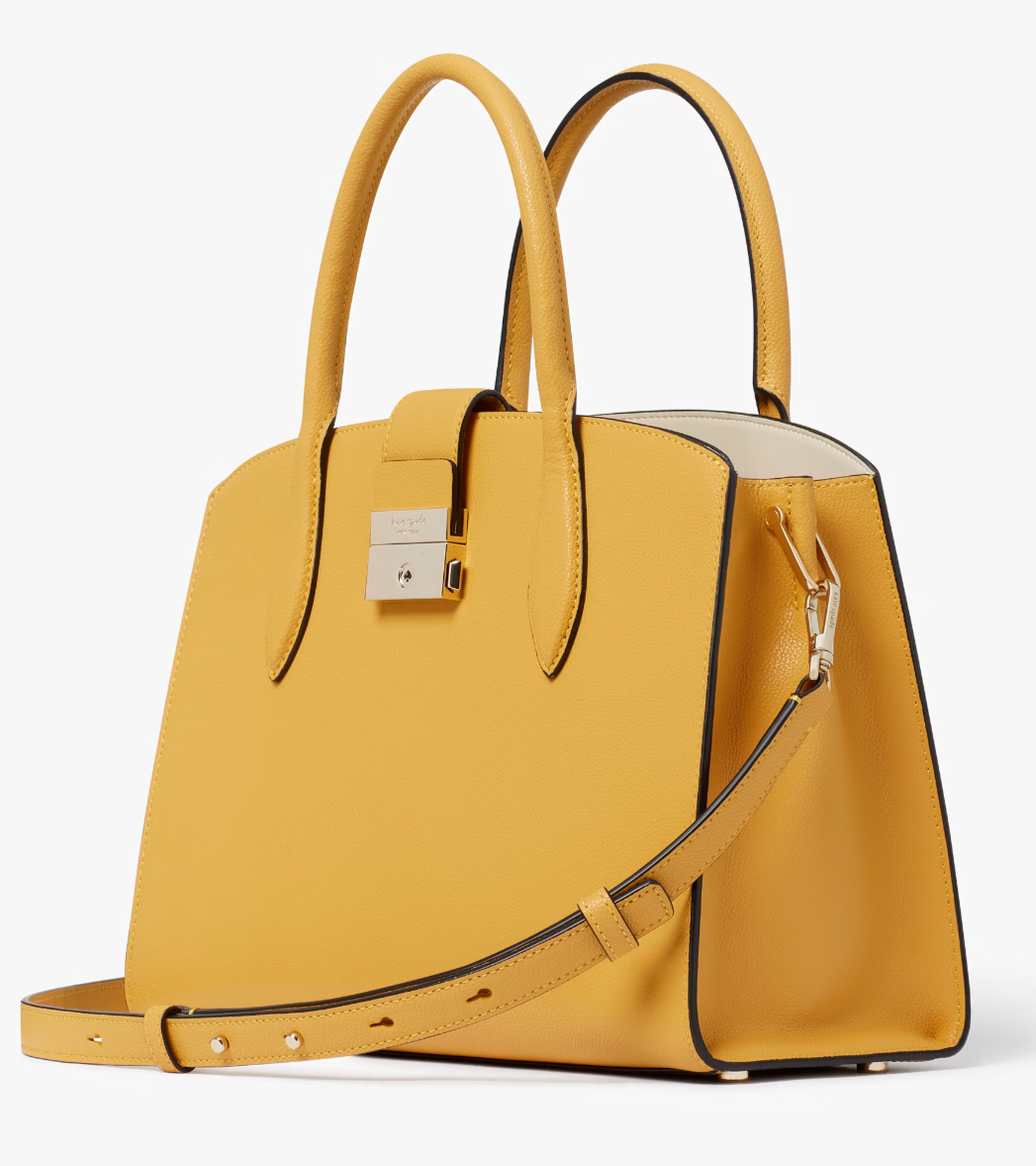 Kate Spade Voyage Medium Satchel Yellow Textured Leather K7739 NWT $348 FS