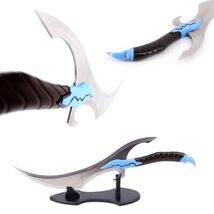 27" Stainless Steel Curved Anime Replica Baruka's Sword w/ Wooden Display Stand image 2
