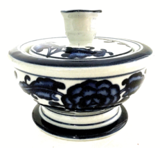 The Bombay Company Blue &amp; White Sugar Bowl with Lid or Covered Candy Dis... - £15.97 GBP