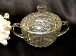 3240 Antique Hocking Glass Waterford Sugar Bowl N Lid  - $7.00