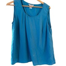 Citron Santa Monica Tank Top Blouse Womens 1X 100% Silk Blue Lagenlook Bohemian - $33.85