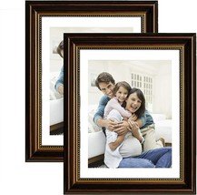8x10 Picture Frames Set of 2, Real Glass,Wall Mount &amp; Tabletop Display, Brown - £13.17 GBP