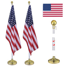 2 Pack 8Ft Telescoping Indoor Flagpole Kit Gold Ball Base 3X5Ft Us Flag ... - $145.34