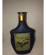 VINTAGE BLUE Jim Beam Whiskey Decanter Frederic Remington OnThe Trail SH... - $20.94