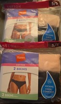 Hanes Women&#39;s 100% Cotton Bikini 2 Pack Lot of 2 - Total of 4 Size 5/S - $16.82