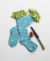 NWT Matilda Jane Paint By Numbers Bue Star Nova Lace Edged Socks XS 6-12m - £12.14 GBP