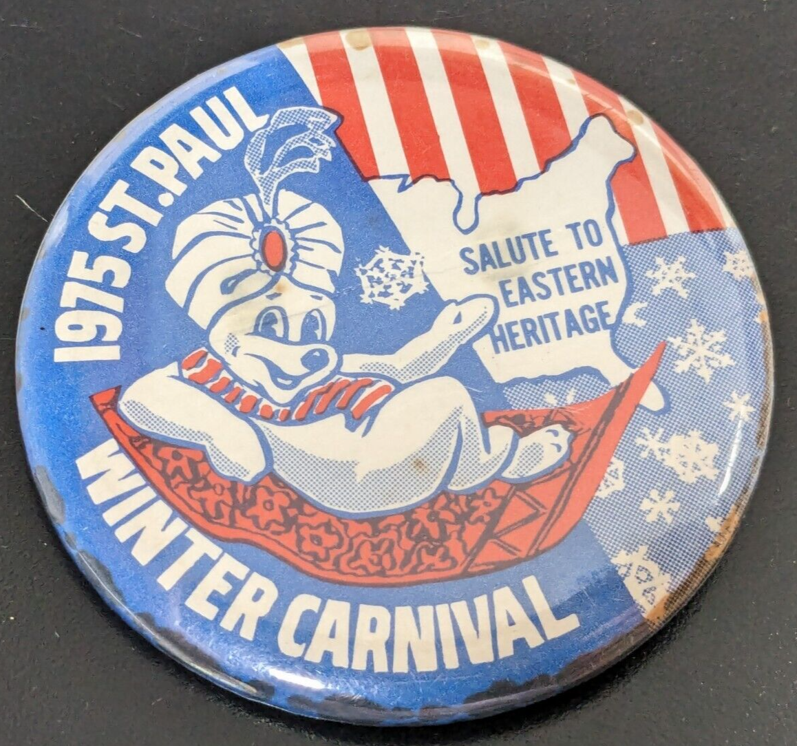 Vintage 1975 St. Paul MN Winter Carnival - 2-1/4&quot; Pinback Button - $9.89