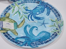 (2) Coastal Collection Melamine Crab Turtle Octopus Dinner Plates 11&quot;NEW - £25.69 GBP